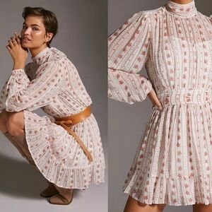 Anthropologie Let Me Be Mock Neck Sheer Mini Dress